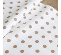 Stoff Meterware Punkte 7 mm Baumwolle - 1 Meter, Schadstoffgeprüft, Gepunktet, Tupfen, Dots, Baumwollstoff, Kinderstoff, Dekostoff, Karneval, Fasching, Kostüme (Beige auf Weiß)