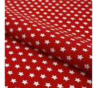 Stoff Meterware Sterne Stars 8 mm - 1 Meter, Deko, Kinder, Winter, Weihnachten, Baumwollstoff, Kinderstoff, Sternestoff, Basteln, Nähen (Rot)