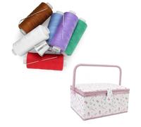 Stoff-Nähkasten, Lila, Großer Vintage-Nähkorb mit Zubehör für Nähzubehör und Aufbewahrung von -Bastelwerkzeugen, Tragbarer Tragegriff, Geräumige Aufbewahrung, Praktisches Design