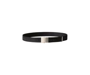Stoffgürtel CALVIN KLEIN "LOGO WEBBING PLAQUE 38MM FIXED", Herren, Gr. 95, schwarz (schwarz, pewter), Kunstfaser, unifarben, Gürtel Stoffgürtel, Größenverstellbar mit Metallschließe (25374324-95) schw