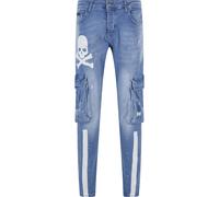 Stoffhose 2Y PREMIUM "2Y Premium Herren 2Y Skinny Fit Pocket Cargo Skull Jeans", Herren, Gr. 30, Normalgrößen, blau, 100% Baumwolle, slim fit, Hosen Stoffhose (74107111-30) blau