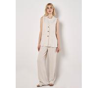 Stoffhose APRICOT "Weiche Nadelstreifenhosen", Damen, Gr. L (40), N-Gr, beige (stein), gewebt, Obermaterial: 90% Viskose CV. 8% Leinen LI. 2% Polyester PES., gestreift, Hosen Stoffhose, mit elastische