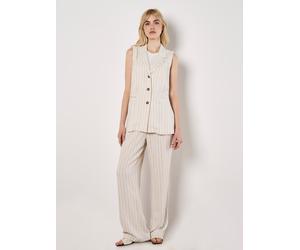 Stoffhose APRICOT "Weiche Nadelstreifenhosen", Damen, Gr. L (40), N-Gr, beige (stein), gewebt, Obermaterial: 90% Viskose CV. 8% Leinen LI. 2% Polyester PES., gestreift, Hosen Stoffhose, mit elastische