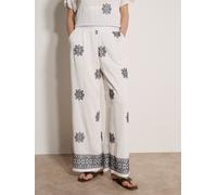 Stoffhose APRICOT "Weite Hose mit Paisleymuster", Damen, Gr. M (38), N-Gr, weiß, gewebt, Obermaterial: 87% Viskose CV. 13% Polyamid PA., gemustert, Hosen Stoffhose, mit Stickerei (42771617-38) weiß