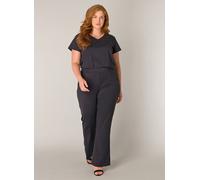 Stoffhose BASE LEVEL CURVY "Lori", Damen, Gr. 44, Länge 32, schwarz, Web, Obermaterial: 75% Polyamid, 25% Elasthan, unifarben, lang, Hosen Stoffhose, Sommerhose mit Stetch und leichtem Schlag (5356726