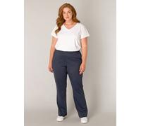 Stoffhose BASE LEVEL CURVY "Lori", Damen, Gr. 48, Länge 32, blau (dunkelblau), Web, Obermaterial: 75% Polyamid, 25% Elasthan, unifarben, lang, Hosen Stoffhose, Sommerhose mit Stetch und leichtem Schla