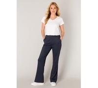 Stoffhose BASE LEVEL "Tori", Damen, Gr. 46, Länge 30, blau (dunkelblau), Web, Obermaterial: 75% Polyamid, 25% Elasthan, unifarben, lang, Hosen Stoffhose, Sommerhose mit ausgestelltem Bein und Stretch