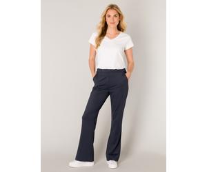 Stoffhose BASE LEVEL "Tori", Damen, Gr. 46, Länge 30, blau (dunkelblau), Web, Obermaterial: 75% Polyamid, 25% Elasthan, unifarben, lang, Hosen Stoffhose, Sommerhose mit ausgestelltem Bein und Stretch
