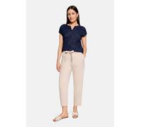 Stoffhose BETTY & CO "Damen mit elastischem Bund", Damen, Gr. 42, Normalgrößen, beige, Obermaterial: 36% Polyester, 22% Leinen, 21% Baumwolle, 19% Viskose, 2% Elasthan, gerade 7/8-Länge, Hosen Stoffho
