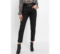 Stoffhose BONPRIX "Bundfaltenhose aus Baumwolle", Damen, Gr. 40, N-Gr, schwarz, Obermaterial: 97% Baumwolle, 3% Elasthan, Hosen Stoffhose, aus Baumwolle und Elasthan, hoher Bund, mit Bundfalten (73119