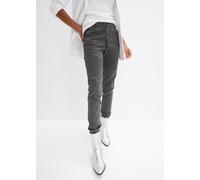 Stoffhose BONPRIX "Hose mit Biker-Details", Damen, Gr. 38, N-Gr, grau (anthrazit used), Obermaterial: 97% Baumwolle, 3% Elasthan, regular fit, Hosen Stoffhose, aus Baumwolle und Elasthan, Regular Fit,
