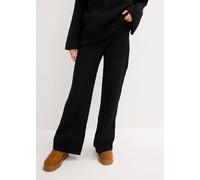 Stoffhose BONPRIX "Strickhose mit Zopfmuster", Damen, Gr. 44/46 (L), N-Gr, schwarz, Strick, Obermaterial: 97% Polyester, 3% Wolle, unifarben, loose fit lang, Hosen Stoffhose, aus Polyester und Wolle,
