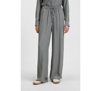 Stoffhose BOSS ORANGE "Tane Premium Damenmode", Damen, Gr. 34, N-Gr, blau (turquoise, aqua 440), Web, Obermaterial: 100% Viskose, gemustert, unifarben, relaxed fit lang, Hosen Stoffhose, mit Logo-Jacq