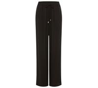 Stoffhose BOSS ORANGE "Tane Premium Damenmode", Damen, Gr. 36, N-Gr, schwarz (schwarz 001), Web, Obermaterial: 100% Viskose, unifarben, relaxed fit lang, Hosen Stoffhose, mit Logo-Jacquard (39984513-3