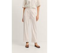 Stoffhose BUGATTI, Damen, Gr. 36, Normalgrößen, beige (60, taupe), 56% Leinen, 28% Polyester, 14% Viskose, 2% Elasthan, gestreift, normal, Hosen Stoffhose, mit Bundfalte (52181850-36) 60, taupe