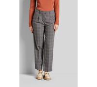 Stoffhose BUGATTI, Damen, Gr. 38, Normalgrößen, braun (messing), 63% Polyester, 34% Viskose, 3% Elasthan, kariert, normal, Hosen Stoffhose, mit Bundfalten (11279103-38) messing