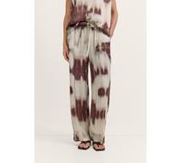 Stoffhose BUGATTI, Damen, Gr. 46, Normalgrößen, braun (970, bordeaux), 100% Viskose, bedruckt, normal, Hosen Stoffhose, mit grafischem Print aus Viskose (45899849-46) 970, bordeaux