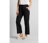 Stoffhose BUGATTI, Damen, Gr. 46, Normalgrößen, schwarz, 50% Baumwolle, 50% Leinen, normal, Hosen Stoffhose, mit Kordelzug und elastischem Bund (63475312-46)