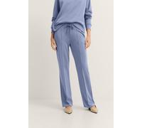 Stoffhose BUGATTI, Damen, Gr. XS, Normalgrößen, blau (360, blau), 65% Modal, 30% Polyester, 5% Elasthan, unifarben, normal, Hosen Stoffhose, mit elastischem Bund (11301167-XS) 360, blau