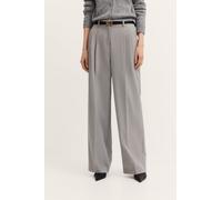 Stoffhose BUGATTI "Elegante Silhouette", Damen, Gr. 40, Normalgrößen, grau (270, dunkelgrau), 65% Polyester, 32% Viskose, 3% Elasthan, unifarben, normal, Hosen Stoffhose, mit doppelter Bundfalte & nor