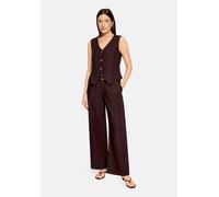 Stoffhose CARTOON "Damen mit Bundfalten", Damen, Gr. 34, Normalgrößen, braun (dunkelbraun), Obermaterial: 55% Leinen, 45% Viskose, loose fit lang, Hosen Stoffhose (48364708-34) dunkelbraun