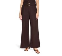 Stoffhose CARTOON "Damen mit Bundfalten", Damen, Gr. 36, Normalgrößen, braun (dunkelbraun), Obermaterial: 55% Leinen, 45% Viskose, loose fit lang, Hosen Stoffhose (48364708-36) dunkelbraun