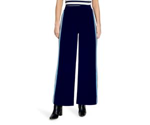 Stoffhose CARTOON "Damen mit Galonstreifen", Damen, Gr. 46, Normalgrößen, blau (dunkelblau), Obermaterial: 50% Viskose, 45% Polyester, 5% Elasthan, gerade lang, Hosen Stoffhose (38479551-46) dunkelbla