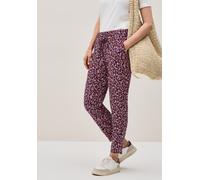 Stoffhose CECIL "CHELSEA", Damen, Gr. M (40), Länge 28, rot (mulberry rot), Web, Obermaterial: 100% Viskose, bedruckt, loose fit lang, Hosen Stoffhose, Sommerhose mit floralem Allover-Print (41095464-