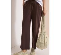Stoffhose CECIL, Damen, Gr. L, Länge 26, braun cacao, Web, 66% Baumwolle, 30% Polyester, 4% Elasthan, unifarben, loose fit 7/8-Länge, Hosen Stoffhose, High Waist (78868128-L) braun cacao