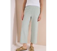 Stoffhose CECIL, Damen, Gr. L, Länge 26, grün (crystal mint), Stoff, 73% Viskose, 25% Polyester, 2% Elasthan, gestreift, loose fit 7/8-Länge, Hosen Stoffhose, mit gestreiftem Seersucker-Look (79924132