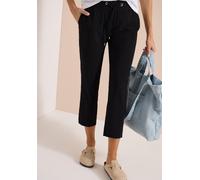 Stoffhose CECIL, Damen, Gr. L, Länge 26, schwarz, Web, 66% Baumwolle, 30% Polyester, 4% Elasthan, unifarben, comfort fit normal, Hosen Stoffhose, Joggstyle (41290821-L) schwarz
