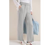 Stoffhose CECIL, Damen, Gr. M, Länge 28, milky grau melange, Stoff, 50% Polyester, 45% Viskose, 5% Elasthan, unifarben, loose fit lang, Hosen Stoffhose, im Loose Fit (35783618-M) milky grau melange