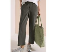 Stoffhose CECIL, Damen, Gr. S, Länge 26, clear khaki, Web, 66% Baumwolle, 30% Polyester, 4% Elasthan, unifarben, loose fit 7/8-Länge, Hosen Stoffhose, High Waist (32433907-S) clear khaki