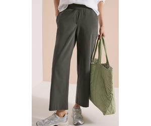 Stoffhose CECIL, Damen, Gr. S, Länge 26, clear khaki, Web, 66% Baumwolle, 30% Polyester, 4% Elasthan, unifarben, loose fit 7/8-Länge, Hosen Stoffhose, High Waist (32433907-S) clear khaki