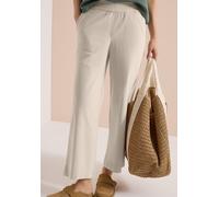Stoffhose CECIL "Style Neele", Damen, Gr. S (38), Länge 26, grain beige, Web, Obermaterial: 66% Baumwolle, 30% Polyester, 4% Elasthan, unifarben, loose fit lang, Hosen Stoffhose, im Loose Fit und mit