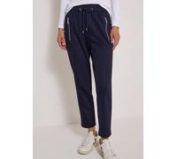 Stoffhose CECIL, Damen, Gr. XL, Länge 28, urban dunkelblau, Stoff, 77% Polyester, 23% Viskose, unifarben, comfort fit knöchelfrei, Hosen Stoffhose, Elastikbund mit Tunnelzug (82610018-XL) urban dunkel