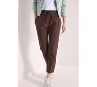 Jerseyhose CECIL "Style Tracey", Damen, Gr. XL (44), Länge 26, braun cacao, Web, Obermaterial: 66% Baumwolle, 30% Polyester, 4% Elasthan, unifarben, regular fit knöchelfrei, Hosen Jerseyhose, mit elas