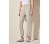 Stoffhose CECIL, Damen, Gr. XL, Länge 28, beige (pumice beige), Stoff, 55% Leinen, 45% Viskose, unifarben, slim fit knöchelfrei, Hosen Stoffhose, mit seitlichen Einschubtaschen (54213658-XL) pumice be