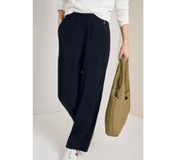 Stoffhose CECIL, Damen, Gr. XL, Länge 30, universal blau, Web, 66% Baumwolle, 30% Polyester, 4% Elasthan, unifarben, loose fit lang, Hosen Stoffhose, mit Wide Legs (86877719-XL) universal blau
