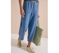 Stoffhose CECIL, Damen, Gr. XS (36), Länge 26, mid blau wash, Web, Obermaterial: 100% Lyocell, unifarben, loose fit 7/8-Länge, Hosen Stoffhose, mit elastischem Bund (31014268-XS) mid blau wash