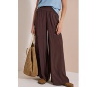 Stoffhose CECIL, Damen, Gr. XS (36), Länge 30, braun (braun cacao), Web, Obermaterial: 100% Viskose, unifarben, ausgestellt lang, Hosen Stoffhose, Loose Fit, Viskose, feine Struktur (18673400-XS) brau