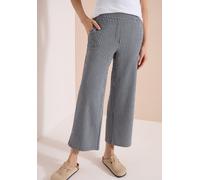 Stoffhose CECIL, Damen, Gr. XXL, Länge 26, grau (universal blau), Stoff, 73% Viskose, 25% Polyester, 2% Elasthan, gestreift, loose fit 7/8-Länge, Hosen Stoffhose, mit gestreiftem Seersucker-Look (9261