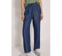Stoffhose CECIL, Damen, Gr. XXL, Länge 28, blau (dunkelblau wash), Stoff, 100% Lyocell, unifarben, loose fit lang, Hosen Stoffhose, aus Lyocell im Denim-Style (98668901-XXL) dunkelblau wash