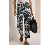 Cecil Hose Neele AOP Leaves – High Waist Wide Leg Loose Fit – Grün, Größe M
