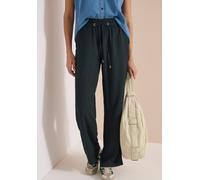 Stoffhose CECIL "Style Neele", Damen, Gr. S (38), Länge 30, schwarz (palm breeze grün), Web, Obermaterial: 84% Viskose, 16% Polyamid. Futter: 100% Polyester, unifarben, loose fit lang, Hosen Stoffhose