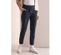 Stoffhose CECIL "TRACEY", Damen, Gr. XXL (46), Länge 28, blau (universal blau), Web, Obermaterial: 73% Baumwolle, 24% Polyester, 3% Elasthan, unifarben, casual, regular fit knöchelfrei, Hosen, mit Tas