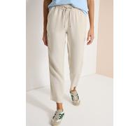 Jogger Pants CECIL, Damen, Gr. XXL, Länge 28, macadamia beige, Stoff, 100% Leinen, gestreift, comfort fit knöchelfrei, Hosen, aus Leinen (12962253-XXL) macadamia beige