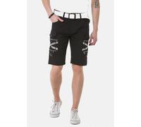Stoffhose CIPO & BAXX "Capri-Shorts", Herren, Gr. 40, Normalgrößen, schwarz, 80% Polyamid;12% Elasthan;8% Polyester, unifarben, regular fit knieumspielend, Hosen, mit zahlreichen Taschen (99860304-40)