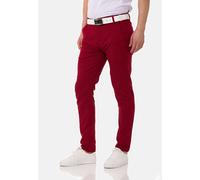Stoffhose CIPO & BAXX "Hose", Herren, Gr. 31, Länge 34, rot (burgundy), 97% Baumwolle;3% Elasthan, unifarben, slim fit lang, Hosen Stoffhose, im modischen Slim Fit-Schnitt, CD842 (65670333-31) burgund