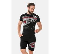 Cipo & Baxx Herren Capri Hose Bequeme Sommerhose aus Baumwollmix 3/4 Freizeithose mit Stretch (DE/NL/SE/PL, Alphanumerisch, XL, Regular, Regular, Schwarz)